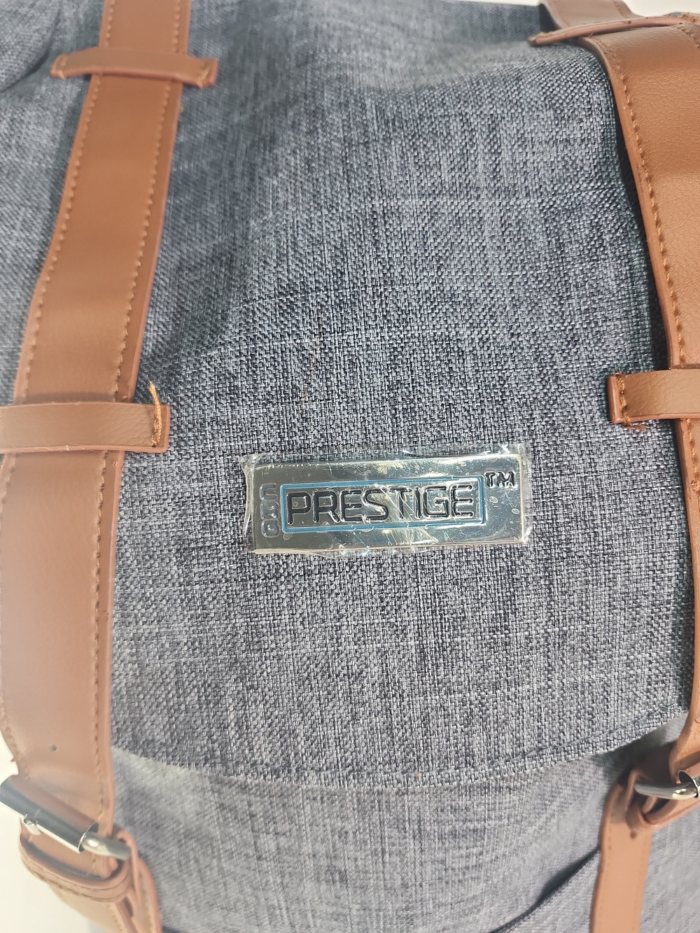 Prestige Men's Grey Backpack with Tan Accents